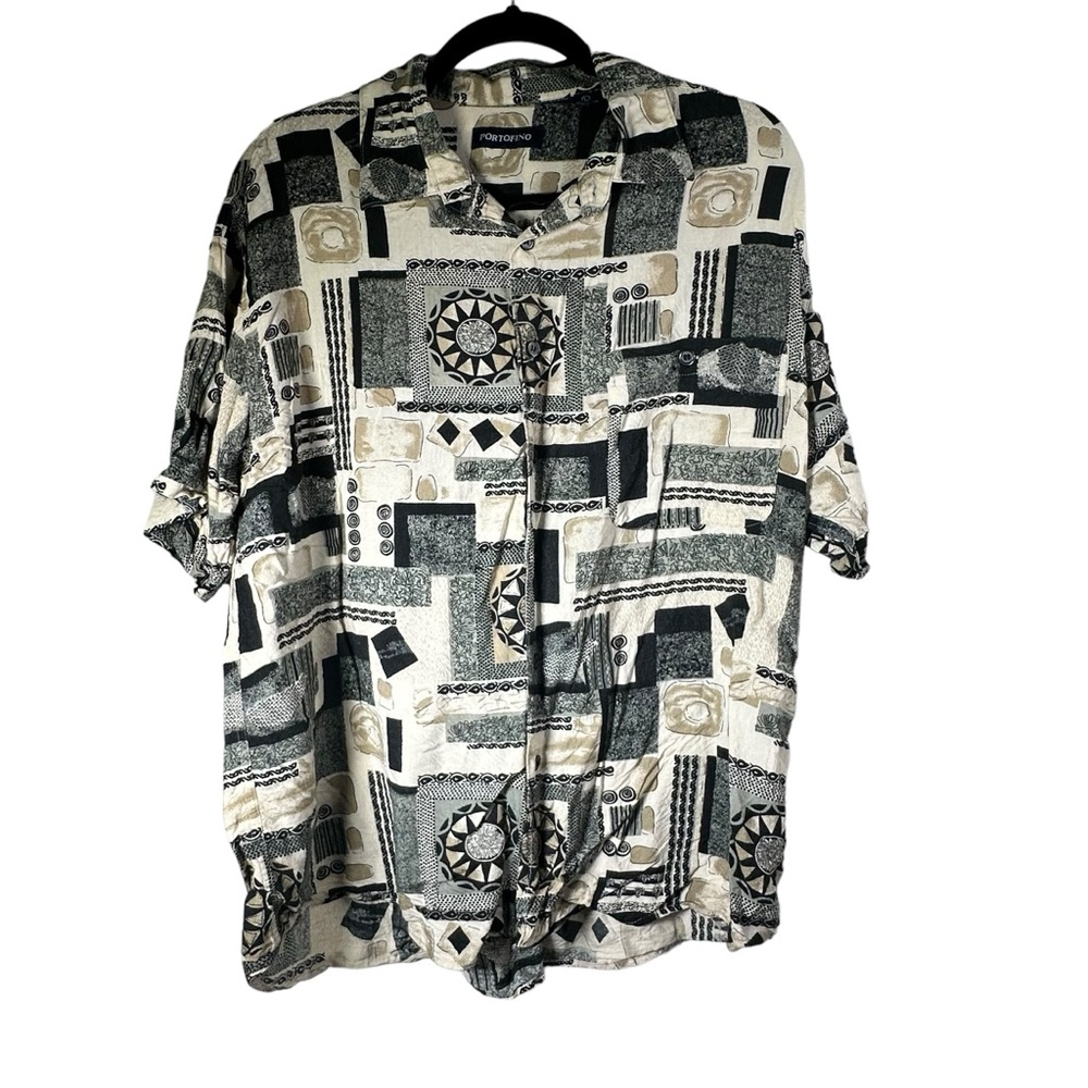 1980's Portofino Mens Totally 80s Graphic Print Sport Shirt